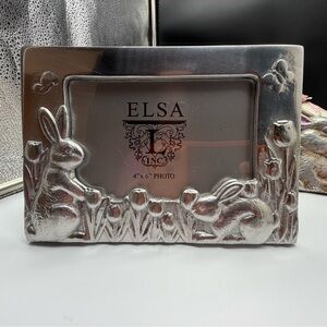 ELSA Shiny Silver Bunny Floral Photo Frame